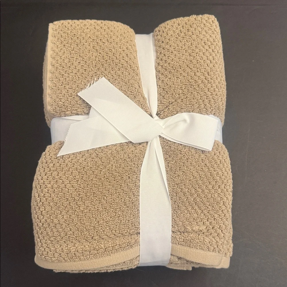 6pc TRULY LOU 100% Cotton Bath Towel Set - Casasesm22 - Tan Bundle